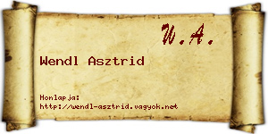 Wendl Asztrid névjegykártya